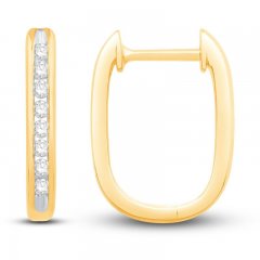 Diamond Hoop Earrings 1/6 ct tw Round-cut 10K Yellow Gold