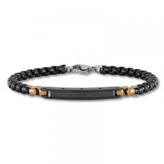 Men's Bar Bracelet Stainless Steel/Black & Rose Ion-Plating 8"