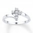 Cross Ring 1/5 ct tw Diamonds Sterling Silver