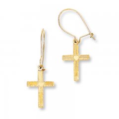 Cross Earrings 14K Yellow Gold