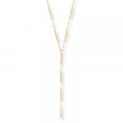 Bar Lariat Necklace 14K Yellow Gold