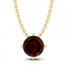 Garnet Solitaire Necklace 10K Yellow Gold 18"