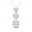 Diamond Triple Flower Necklace 1 ct tw Round-cut 10K White Gold 18"