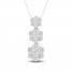 Diamond Triple Flower Necklace 1 ct tw Round-cut 10K White Gold 18"