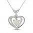 Lab-Created Opal & White Lab-Created Sapphire Heart Necklace Sterling Silver 18"