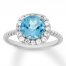 Blue & White Topaz Ring Sterling Silver