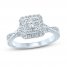 Multi-Diamond Engagement Ring 1/2 ct tw Round-cut 10K White Gold