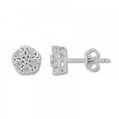 Diamond Earrings 1/10 ct tw Round-cut Sterling Silver