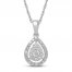 Diamond Pear Necklace 1/5 ct tw Round-cut Sterling Silver 18"