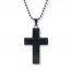 Men's Cross Necklace Black Stainless Steel 22" Length