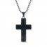 Men's Cross Necklace Black Stainless Steel 22" Length