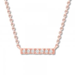 Diamond Bar Necklace 1/20 ct tw Round-cut 10K Rose Gold 19"