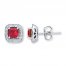 Lab-Created Ruby Earrings Diamond Accents Sterling Silver