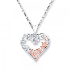 Grandma Necklace 1/20 ct tw Diamonds Sterling Silver/10K Gold