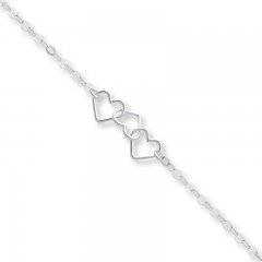 Heart Motif Anklet Sterling Silver 10" Length