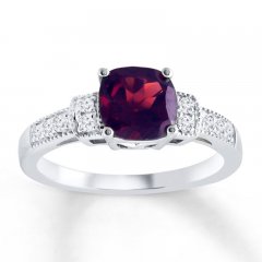 Garnet Ring White Topaz Sterling Silver