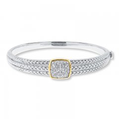 Bangle Bracelet 1/5 ct tw Diamonds Sterling Silver/10K Gold