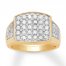 Men's Diamond Ring 2 ct tw Round-cut 10K Yellow Gold