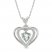 Aquamarine & White Lab-Created Sapphire Heart Necklace Sterling Silver 18"