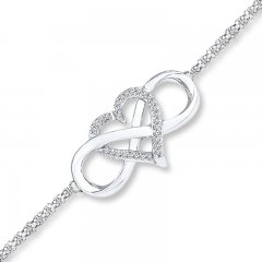 Heart Infinity Bracelet 1/8 ct tw Diamonds Sterling Silver