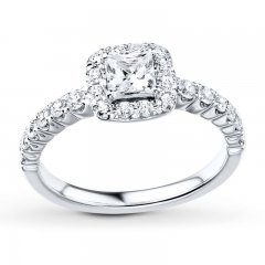 Diamond Engagement Ring 7/8 ct tw Princess/Round 14K White Gold