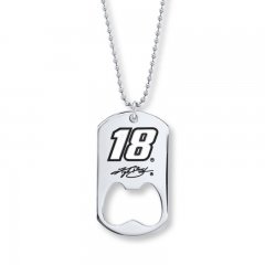 NASCAR #18 Bottle Opener Dog Tag Necklace Stainless Steel