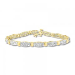 Diamond Bracelet 2 ct tw Round-cut 10K Yellow Gold 7.25"