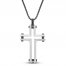 Men's Cross Necklace Black Ion Plating Stainless Steel 24"