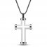 Men's Cross Necklace Black Ion Plating Stainless Steel 24"