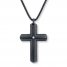 Men's Cross Necklace Diamond Accent Stainless Steel