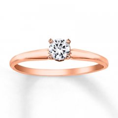 Diamond Solitaire Ring 1/4 Carat Round-cut 14K Rose Gold