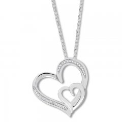 Diamond Heart Necklace 1/20 ct tw Round-cut Sterling Silver