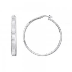 Glitter Hoop Earrings Sterling Silver 40mm