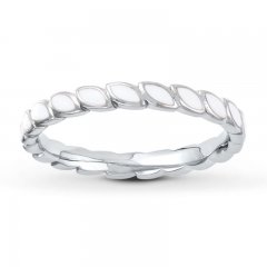 Stackable Ring White Enamel Sterling Silver