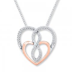 Heart Necklace 1/6 ct tw Diamonds Sterling Silver/10K Rose Gold