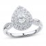 Diamond Engagement Ring 1 ct tw Pear/Round-Cut 14K White Gold