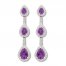 Amethyst & White Topaz Earrings 10K Rose Gold