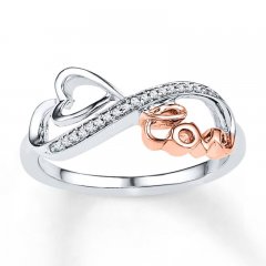 Love Infinity Ring 1/15 ct tw Diamonds Sterling Silver/10K Gold