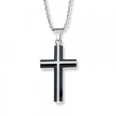 Men's Cross Necklace Stainless Steel 22" Length