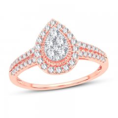 Multi-Stone Diamond Engagement Ring 1/2 ct tw Round-cut 10K Rose Gold