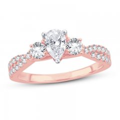 Diamond Engagement Ring 1 ct tw Pear/Round 14K Rose Gold