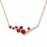 Garnet Necklace 1/20 ct tw Diamonds 10K Rose Gold 17"