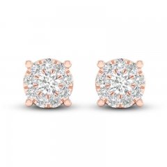 Diamond Halo Stud Earrings 1/4 ct tw Round-Cut 10K Rose Gold