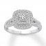 Diamond Engagement Ring 7/8 ct tw Princess/Round 14K White Gold