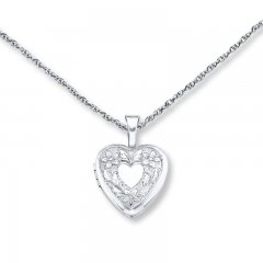 Heart Locket Necklace Sterling Silver