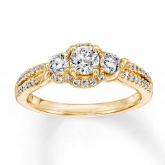 Diamond Engagement Ring 3/4 ct tw Round-cut 14K Yellow Gold