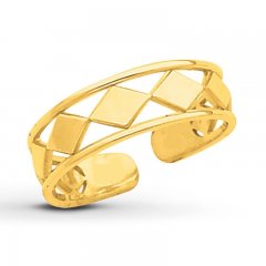 Diamond Pattern Toe Ring 14K Yellow Gold