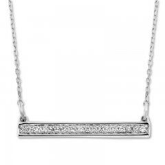 "Faith" Diamond Bar Necklace 1/8 ct tw Sterling Silver