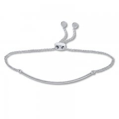 Curved Bar Bolo Bracelet 14K White Gold