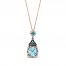 Le Vian Exotics Aquamarine Necklace 5/8 ct tw Diamonds 14K Strawberry Gold 18"